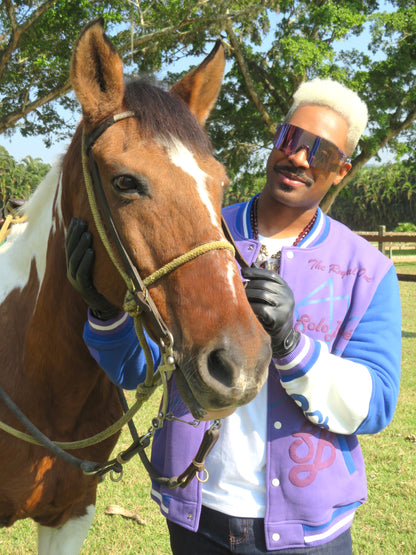 The Royal Purple and Blue Baseball Jacket – A Masterpiece of Majesty